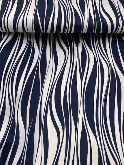 Katoen met stretch, donkerblauw/wit