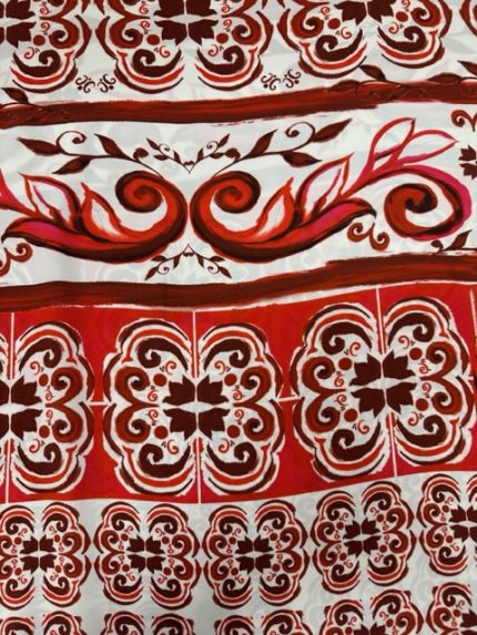 Crêpe, 100% Viscose, rood-wit