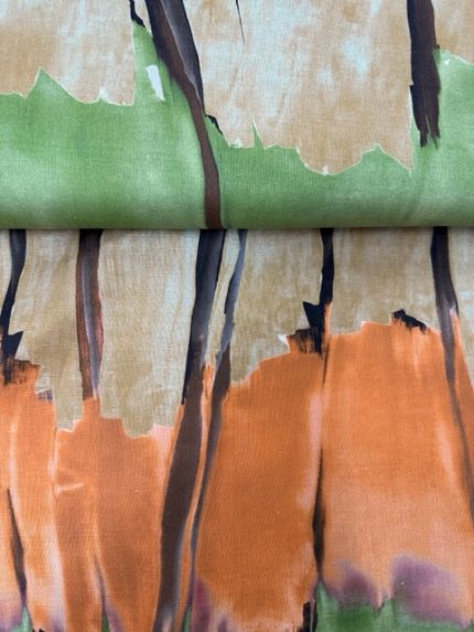 100% Linnen, beige, oranje, groen, bruin