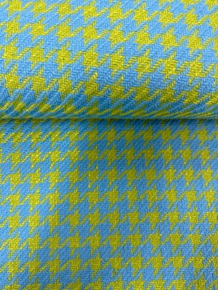 Chanelstof, blauw-lime