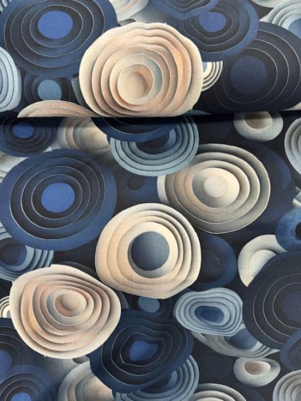 Tricot/Jersey, blauw-beige tinten