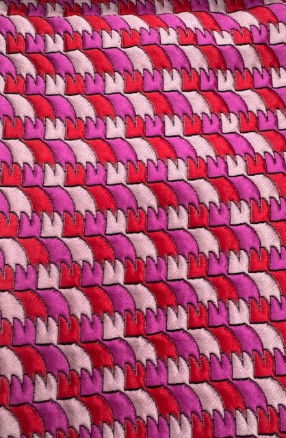 Jacquard Gobelin stof, doorgestikt, rood-lila-fuchsia