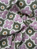 Digitally Printed Canvas, Beige-Green-Brown-Lilac Abstract Flowers - Image 2