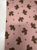 Hydrophilic, 100% Cotton, Old Pink with Light Brown and Purple Print