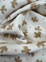 Hydrophilic, 100% Cotton, Ecru with Light Brown and Pink Print - Image 2