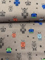 Tricot/Jersey, Light Brown Printed with Black, Blue, Orange, Green