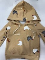 Tricot/Jersey, 2/20103,  Licht cognac-kleurig met bedrukte kippen - Afbeelding 2