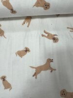 Flannel, 2/48090,  écru met lichtbruin bedrukte Golden Retriever hondjes