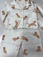 Flannel, 2/48090,  écru met lichtbruin bedrukte Golden Retriever hondjes - Afbeelding 2