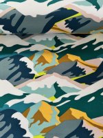 French Terry, 2/20104, groen/blauw tinten, wit-beige-okergeel