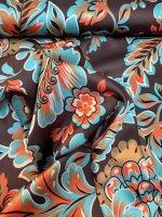 Stretch Satijn, bruin-blauw-oranje - Afbeelding 2
