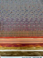 Stretch Satijn, beige-bruin-blauw-oranje