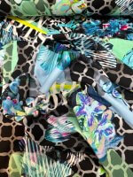 Tricot/Jersey,   aqua-kleuren/zwart-wit - Afbeelding 2
